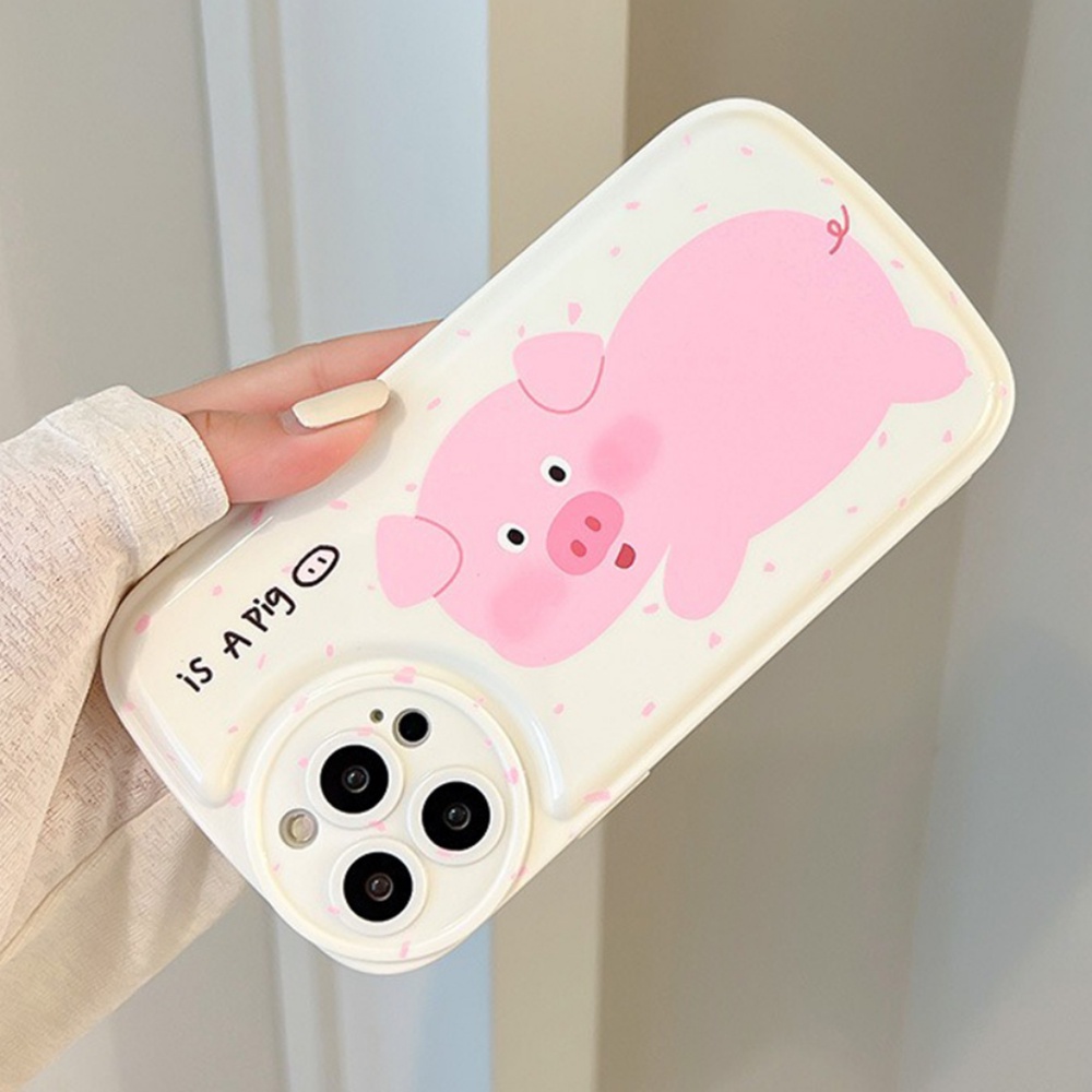 Ốp Điện Thoại TPU Dẻo Họa Tiết Hoạt Hình Chú Heo Hồng Kèm Giá Đỡ Chống Sốc Cho IPhone 14 Pro Max IPhone 13 12 11 Pro Max