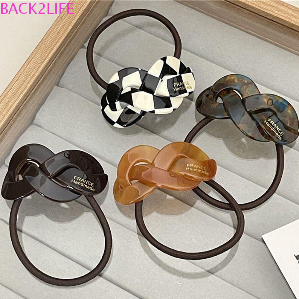 Set 2 Dây Cột Tóc Đính Mặt Axit Acetic Thời Trang Thanh Lịch Cho Nữ