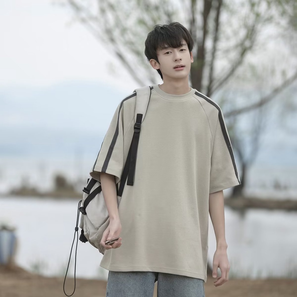 Áo Thun Nam Ngắn Tay Sọc Ngang Thời Trang