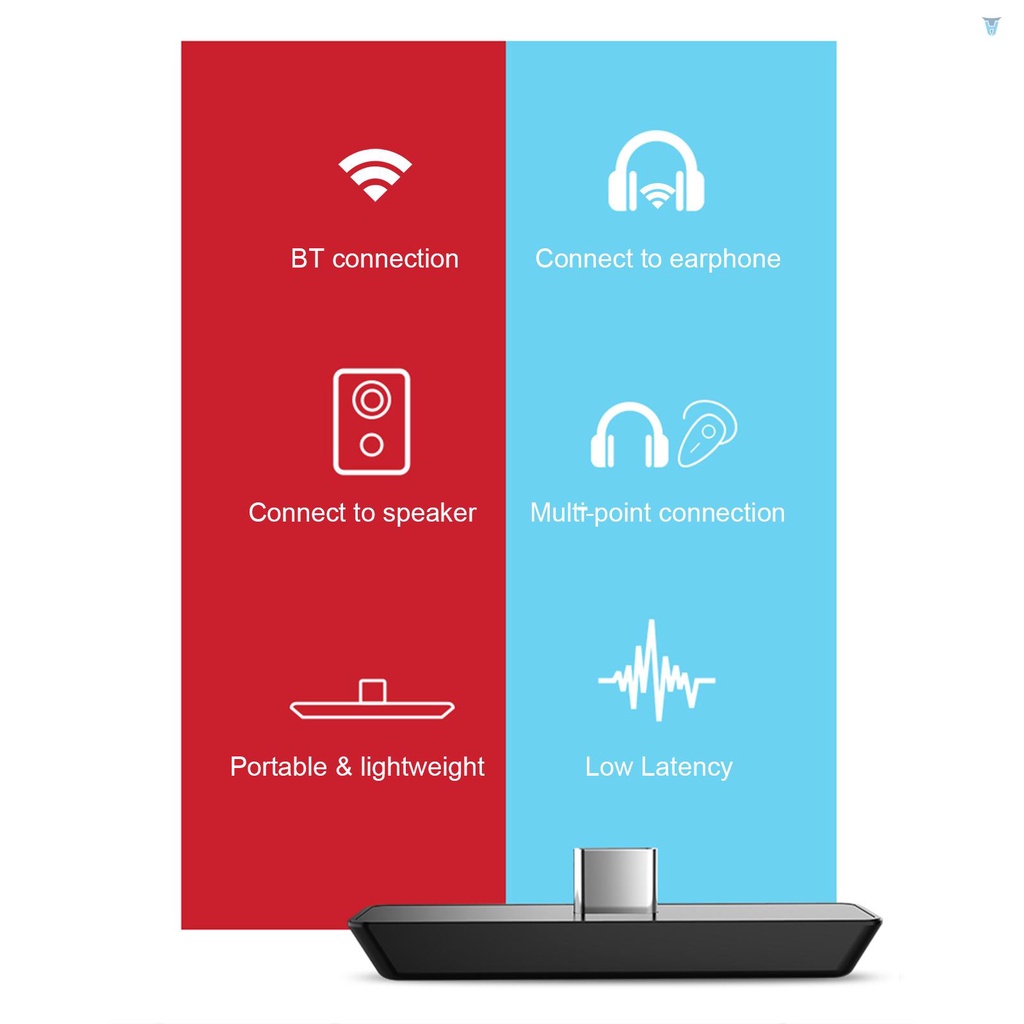 Bộ Truyền Tín Hiệu Âm Thanh Không Dây Type-C BT USB-C BT Tương Thích Với Nintendo Switch PS4 PC Kèm Mic