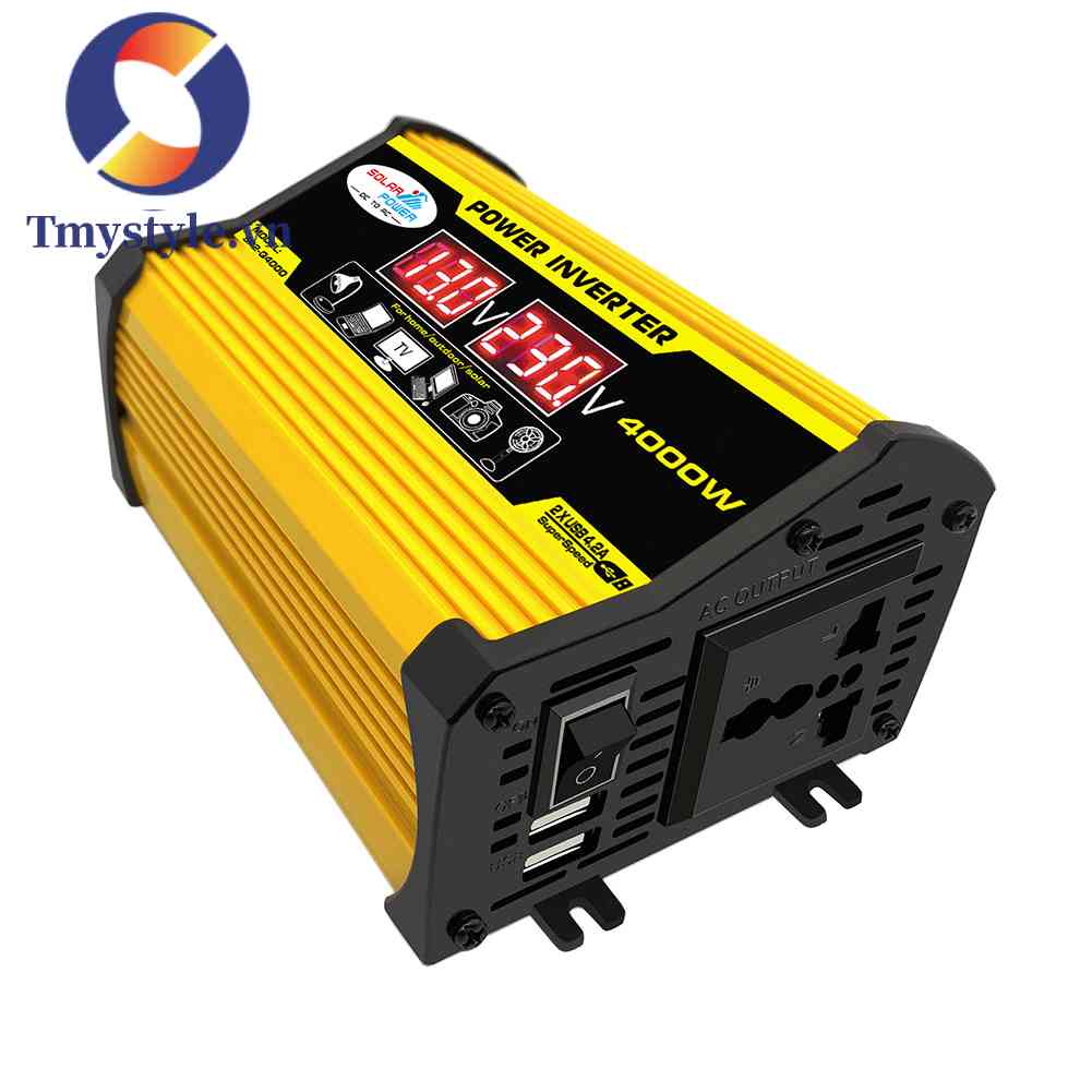 Sạc 2 ĐầU USB 4000W Chuyển Đổi DC 12V Sang AC 220V 110V Cho Xe Hơi