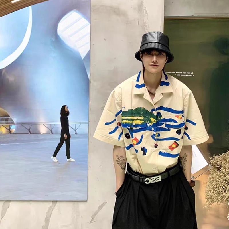 Vòng Đeo Tay Phong Cách Cổ Điển|Áo Sơ Mi Tay Ngắn Dáng Rộng Họa Tiết graffiti Cá Tính Cho Nam