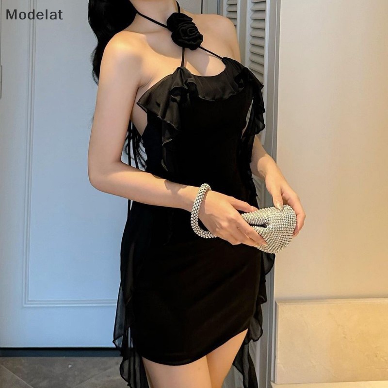 Mfc Đầm Mini Hở Lưng Không Dây Họa Tiết Hoa Thanh Lịch WTD