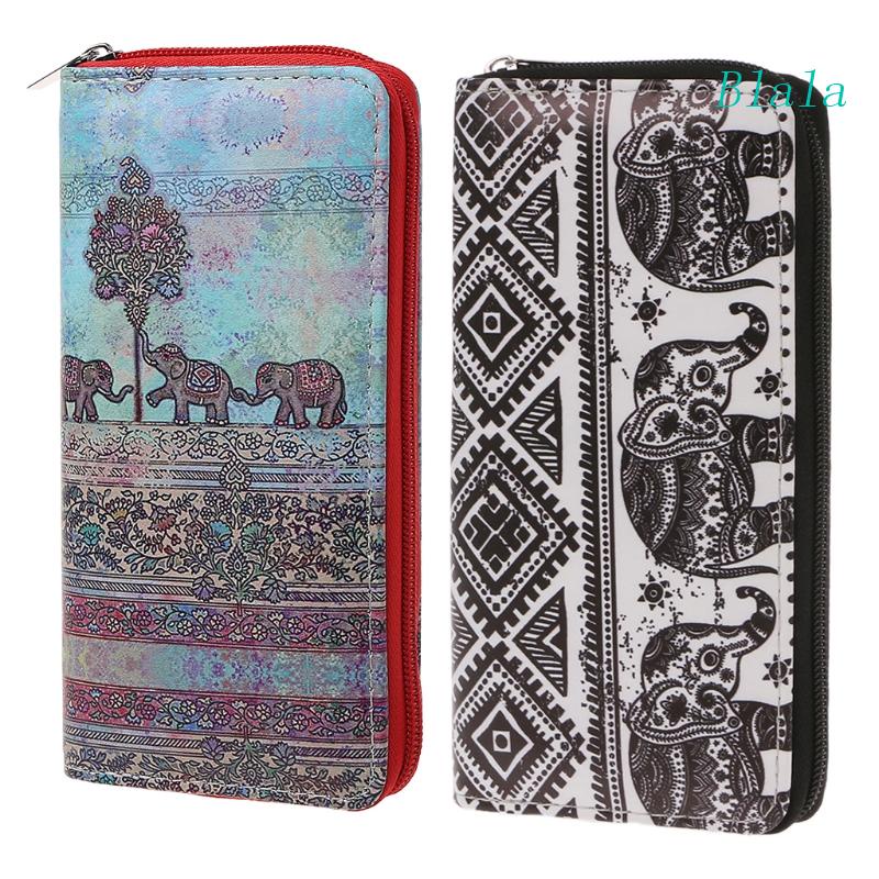 Ví Da Cầm Tay Dáng Dài Hoạ Tiết Chú Voi Đáng Yêu