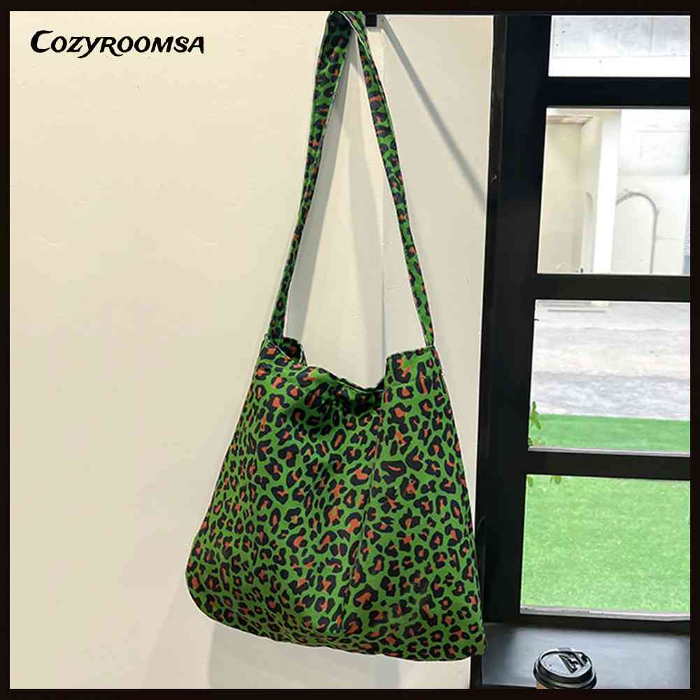 Túi Xách Nữ Vải Canvas Họa Tiết Da Báo Thời Trang Cá Tính