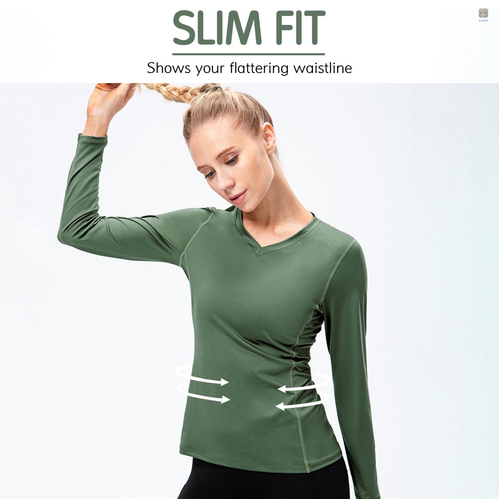 Áo Thun Thể Thao Tay Dài Cổ Chữ V Có Túi Chất Liệu Thấm Hút Khô Thoáng Nhanh Chóng