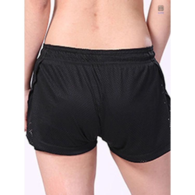 Quần Short Thể Thao 2 Trong 1 Lưng Thun Rút Dây Nhanh Khô Thoáng Khí Cho Nữ