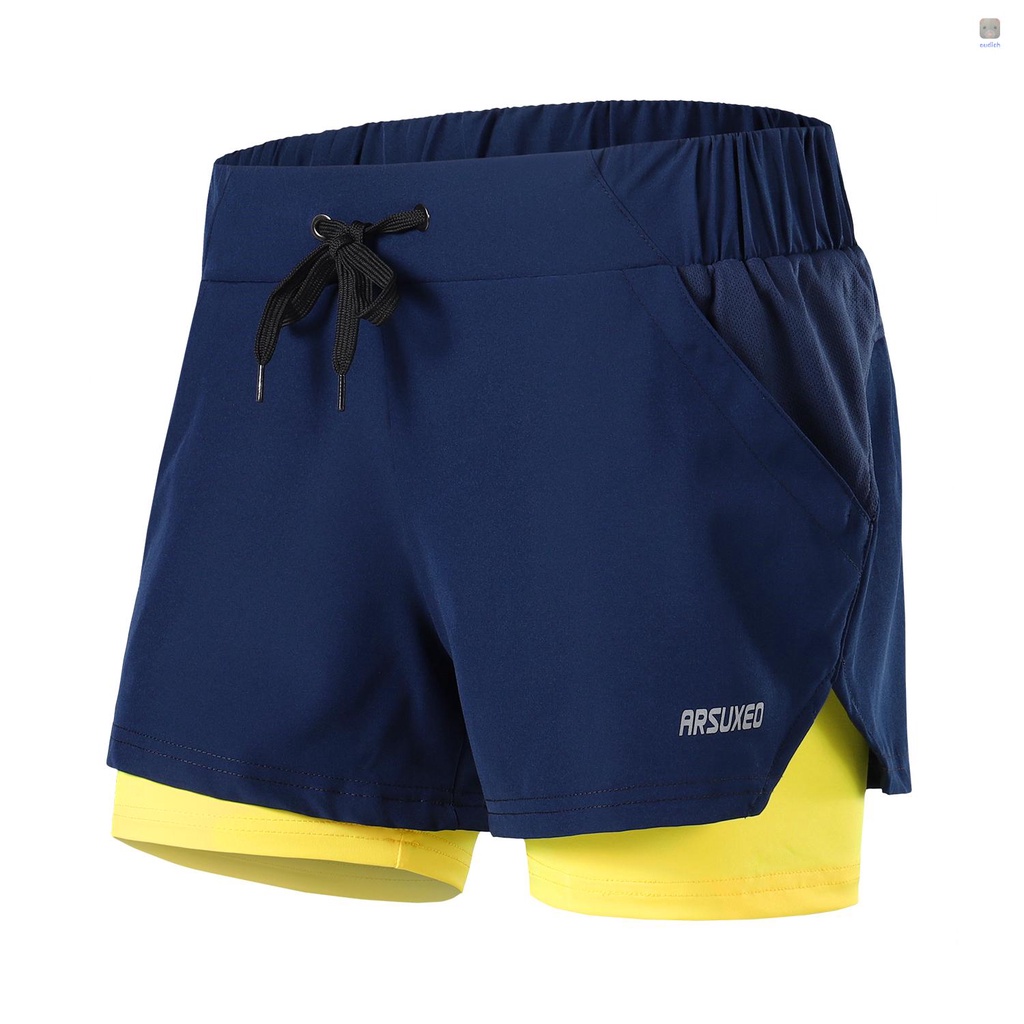 Quần ngắn đi xe đạp 2 Trong 1 Thoáng Khí Mau Khô Cho Nữ