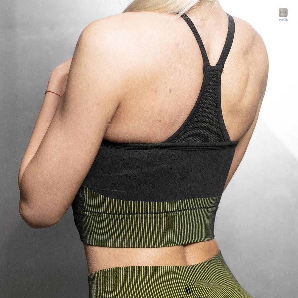 Áo Ngực Thể Thao Dạng Lưới Có Đệm Ngực Thoáng Khí Co Giãn In Họa Tiết Sọc Chéo Lưng