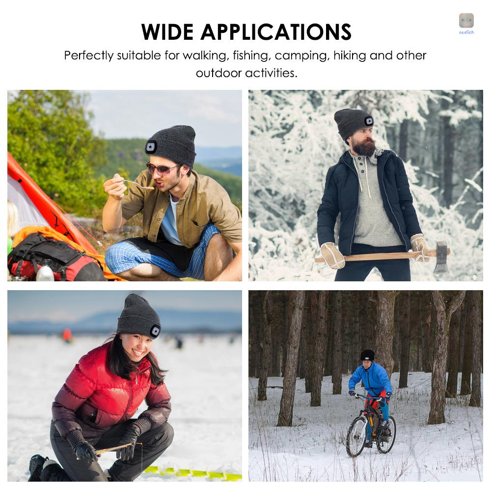 Mũ Dệt Kim Unisex Có Đèn Led Ánh Sáng Ấm Áp Mùa Thu Đông Cho Hoạt Động Ngoài Trời / Đi Bộ /