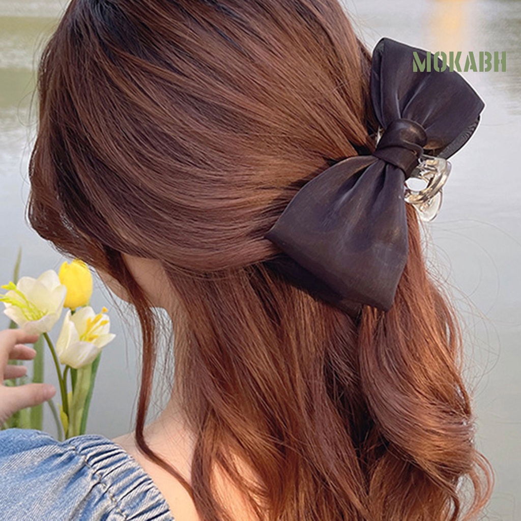 Kẹp Tóc Hình Nơ Màu Trơn Đa Năng Phong Cách Hàn Quốc