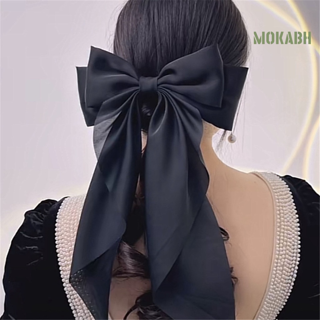 Kẹp Tóc Nơ Ruy Băng Bằng Vải Satin Co Giãn Tốt Phong Cách Hàn Quốc Cho Bé Gái