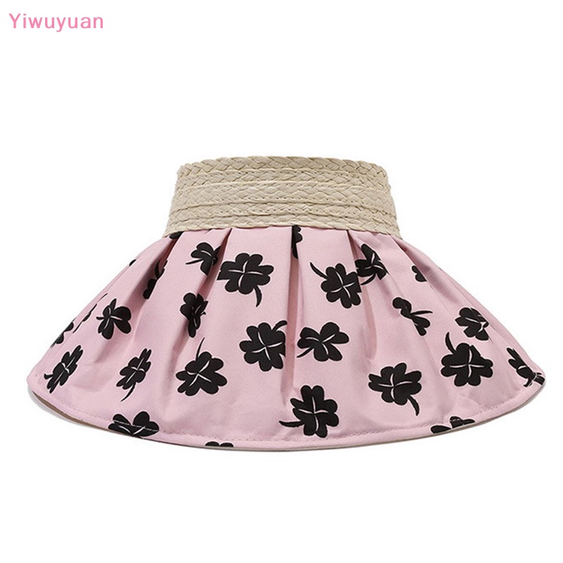 &lt; Yiwuyuan &gt; Mũ Lưỡi Trai Hở Chóp Đính Cỏ Bốn Lá Mùa Hè Có Keo Trắng Điều Chỉnh Được Cho Nữ Đi Biển Du Lịch Mới