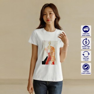 [HÌNH THẬT] ÁO THUN ZARA VNXK HỌA TIẾT CÔ GÁI ĐEN - COTTON 100% 4C FORM CHÂU ÂU
