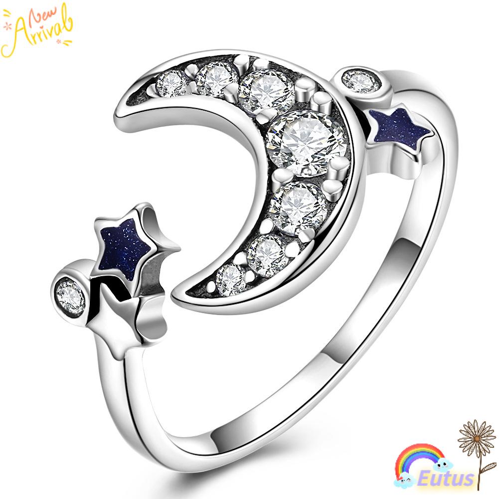 Nhẫn Cưới Hình Trăng Sao Màu Xanh Dương Cho Nữ