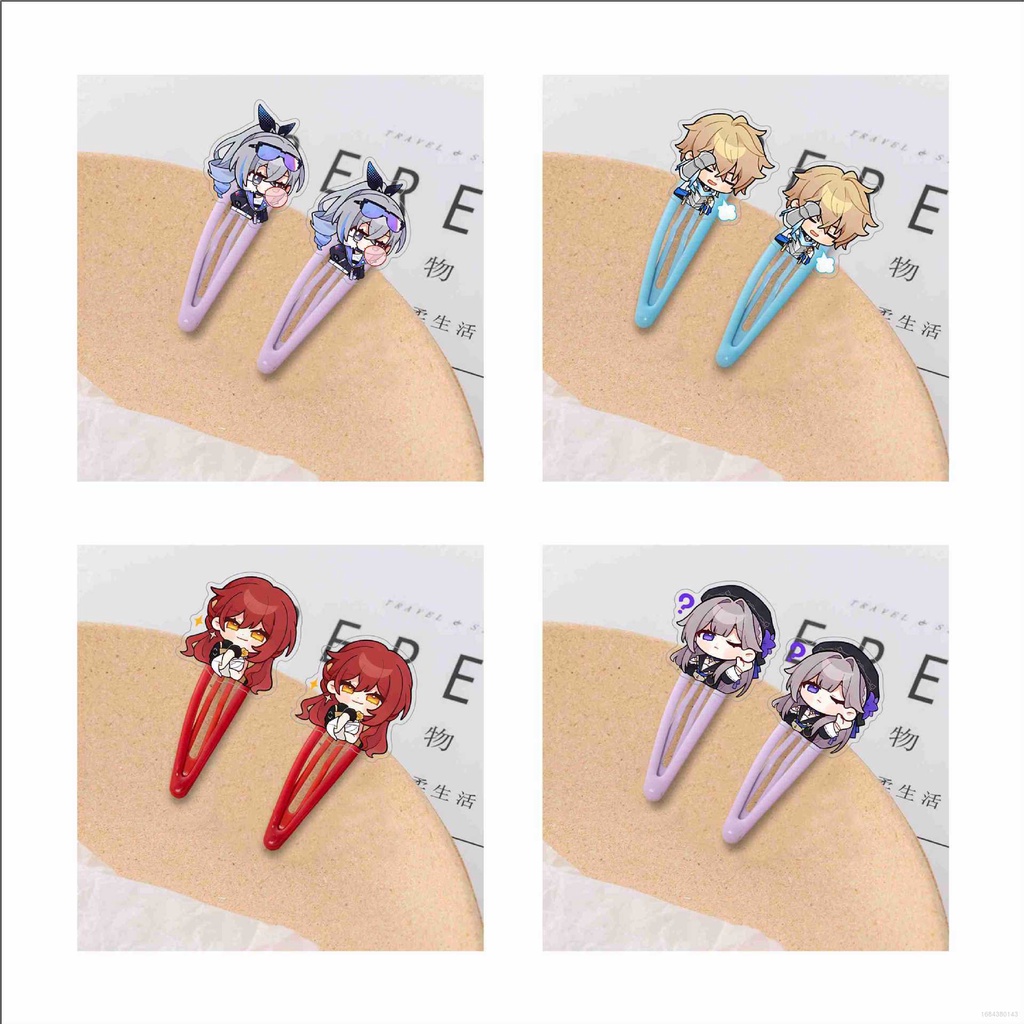 1 Cặp Kẹp Tóc Hai Lớp Hình Ngôi Sao Hoạt Hình Kafka Clara Trailblazer Himeko