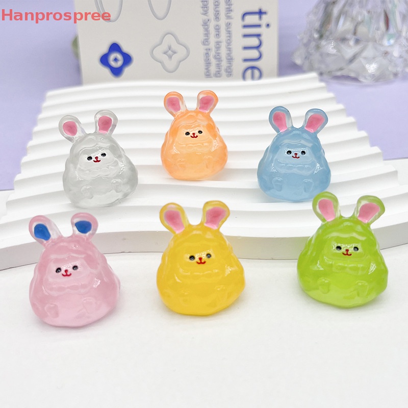 Hanprospree > Tượng Thỏ Hoạt Hình Ba Chiều Mini Bằng Nhựa Resin Dạ Quang Dễ Thương Trang Trí Bàn / Xe Hơi / Nhà Cửa