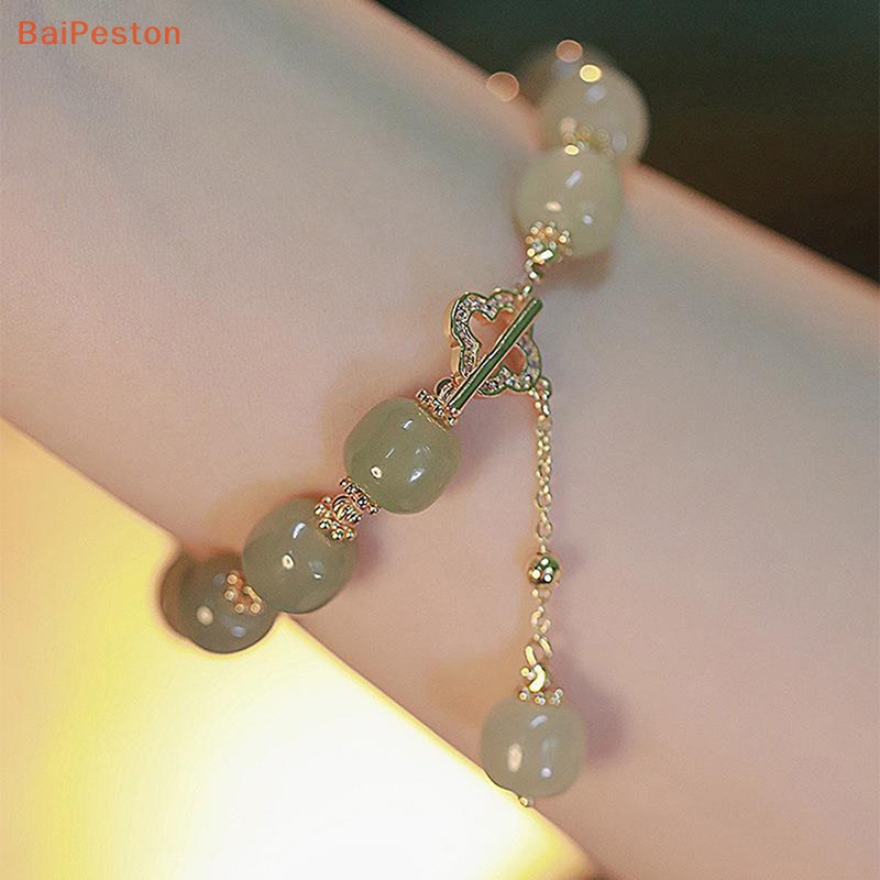 [BaiPeston] Vòng Tay Hạt Ngọc Bích Giả Nhẹ Nhàng Phong Cách Vintage Thời Trang Cho Nữ