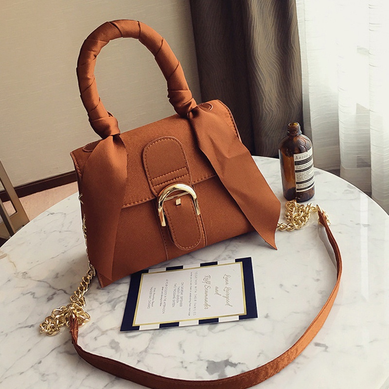 Túi Đeo Vai Phối Dây Xích Đính Nơ Phong Cách Âu Mỹ Thời Trang Cho Nữ