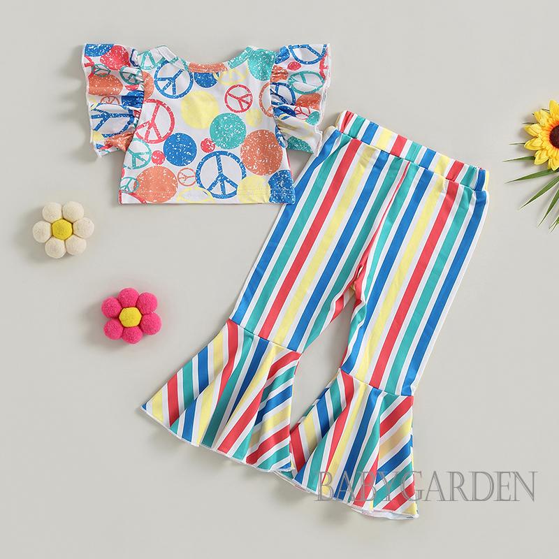 Set Áo Thun Tay Ngắn &amp; Quần Short Sọc Ngang Cho Bé Gái Từ 6 Tháng - 4 Tuổi