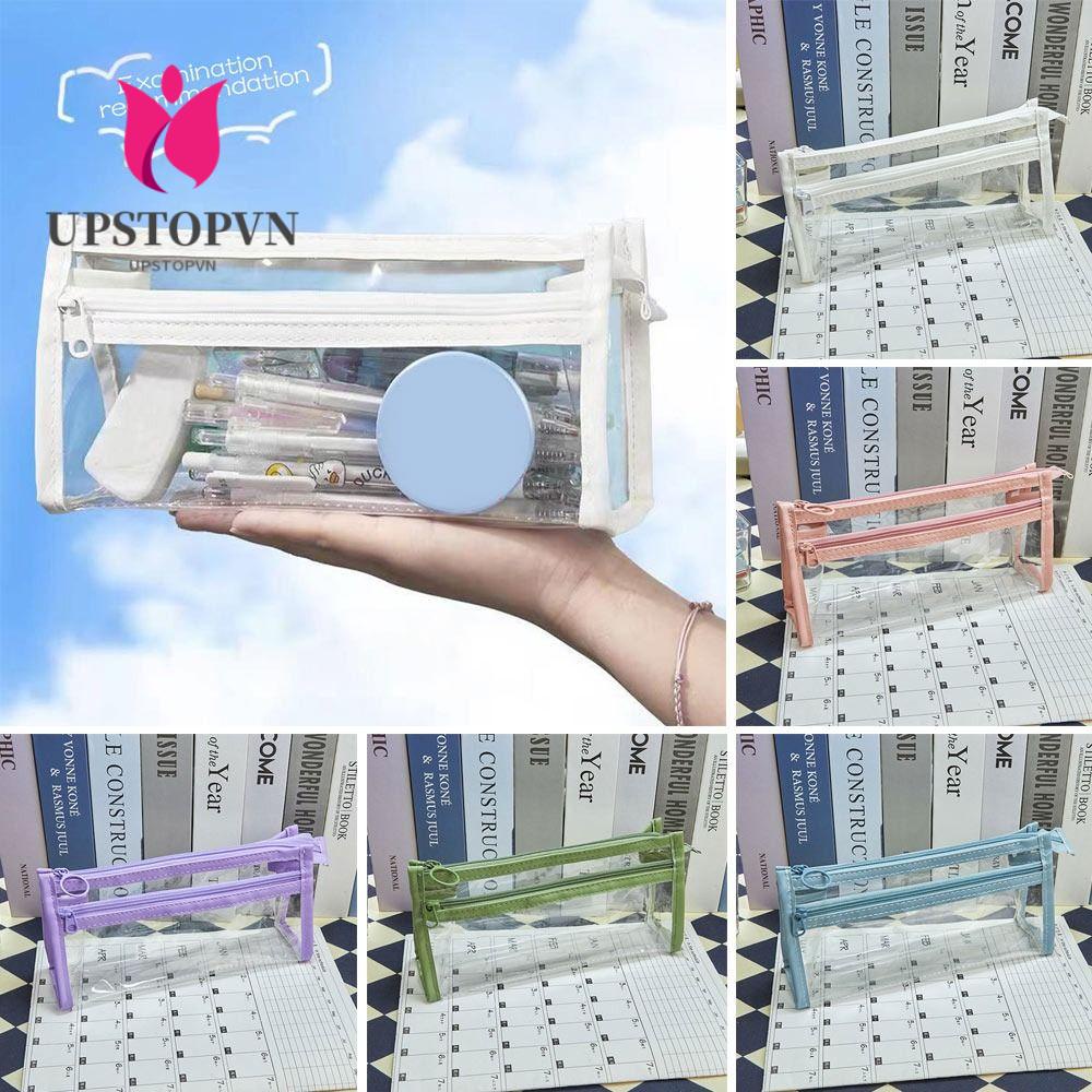 Túi Đựng Bút Bằng Vải Canvas Hai Lớp Họa Tiết Dễ Thương