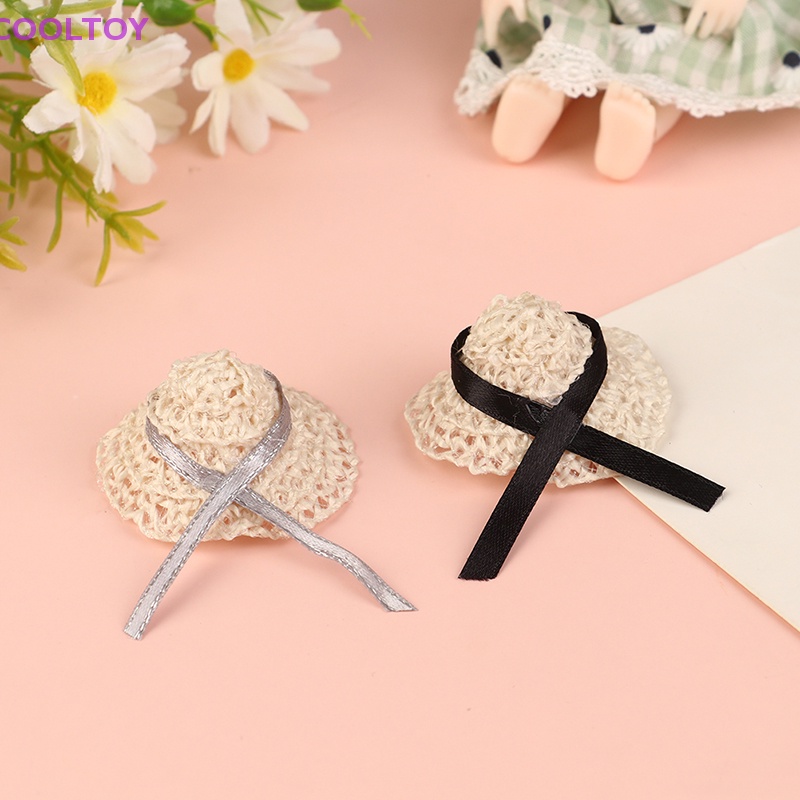 Mũ Rơm Đan Thắt Nơ Dễ Thương Trang Trí Nhà Búp Bê