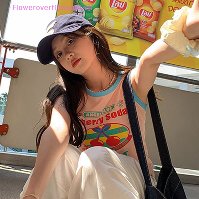 Áo Croptop Sát Nách Cổ Tròn In Họa Tiết Cherry Ngọt Ngào Thời Trang Mùa Hè Cho Nữ