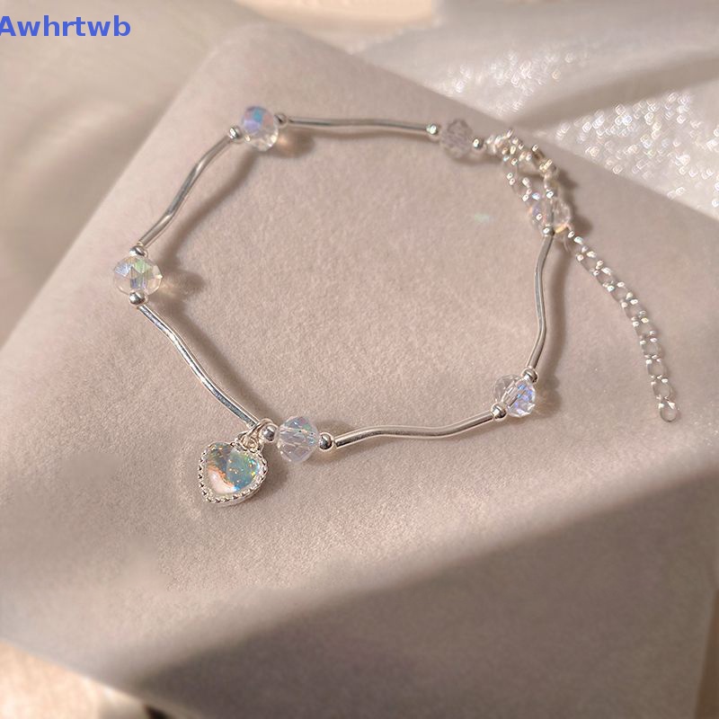 Awhrtwb Vòng Tay Nữ Đính Đá Pha Lê Trái Tim Nhiều Màu Sắc Ngọt Ngào Siêu Thơ Mộng Trang Trí Cho Bạn Gái