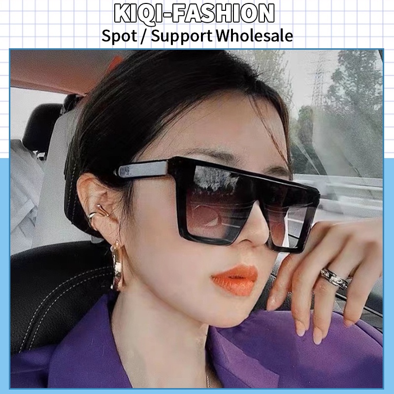 (KIQI-FASHION) COD Kính Mát Gọng Vuông Lớn Chống Tia UV Thời Trang Phương Tây Cho Nam Nữ