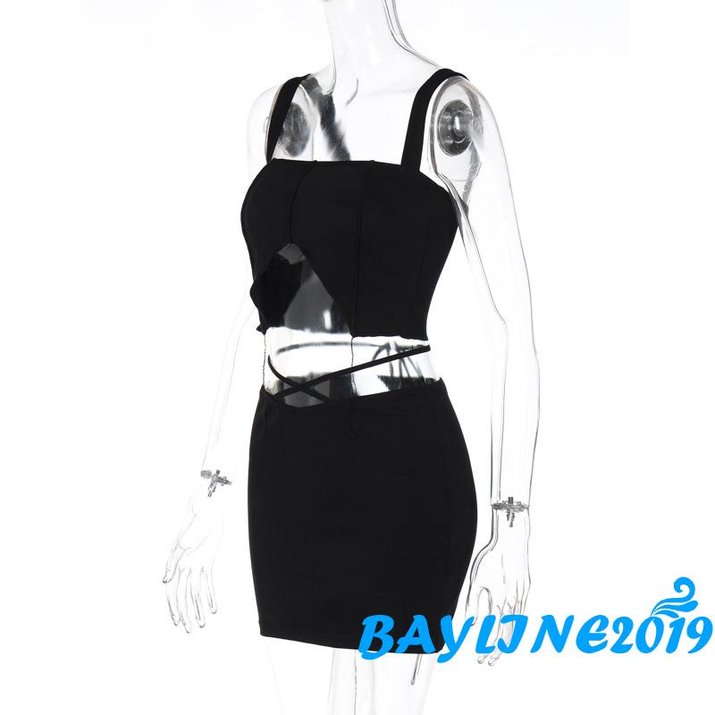 Set Áo Lửng 2 Dây + Chân Váy Xòe Thời Trang Dành Cho Nữ