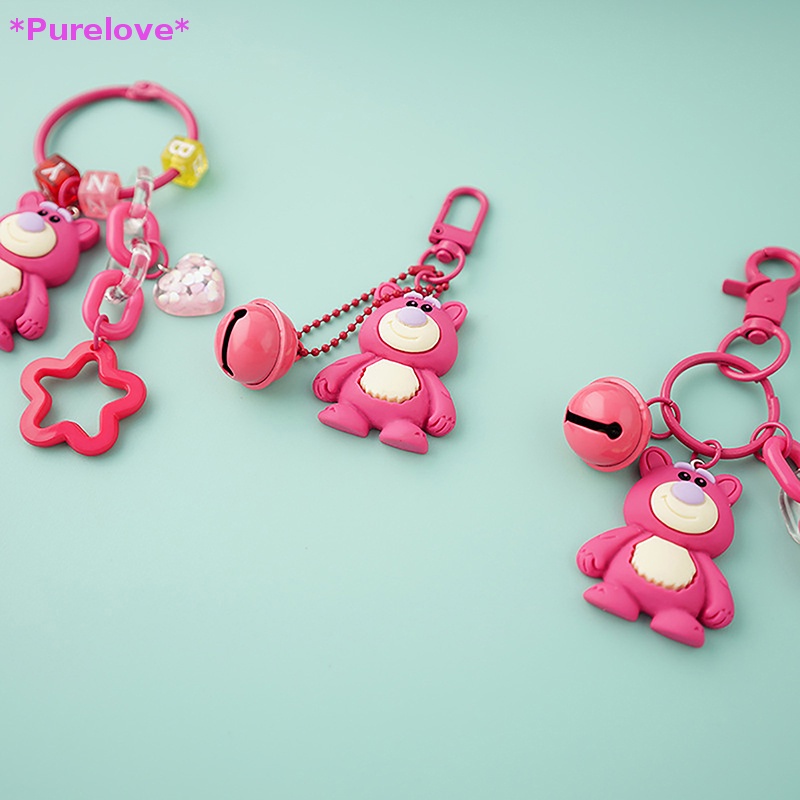 Móc Khóa Hình Chú Gấu Hồng Và Dâu Tây Đáng Yêu Dành Cho Nữ Mới