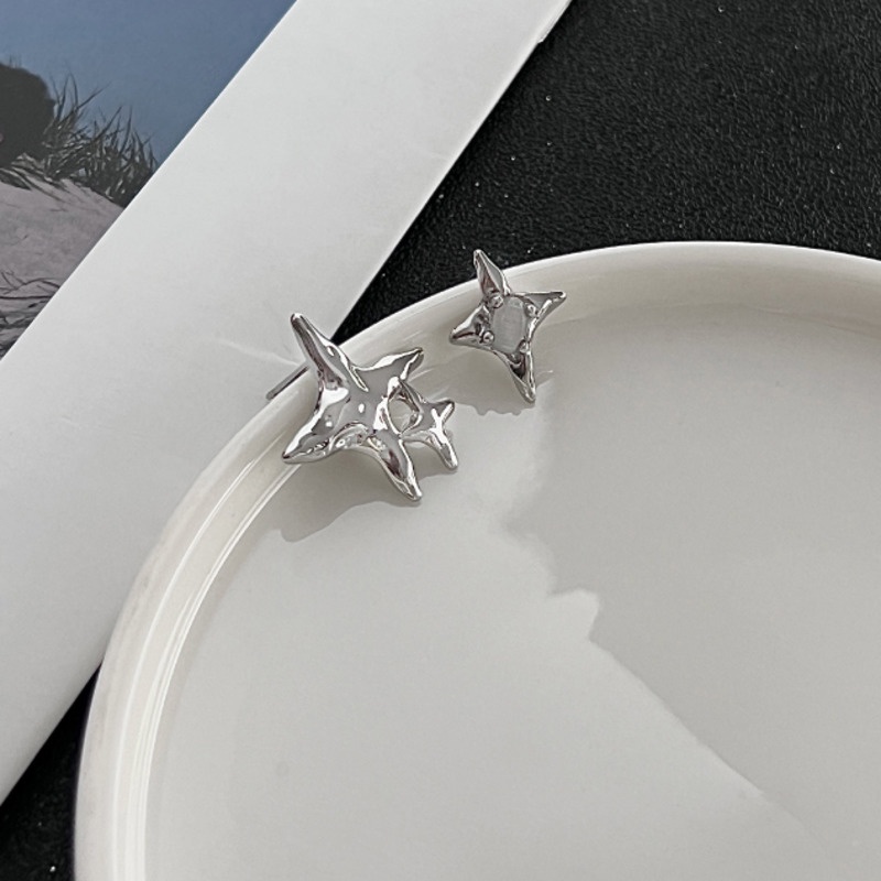 Khuyên Tai Bốn Ngôi Sao Đá Mắt Mèo Phiên Bản Hàn Quốc Không Đối Xứng Cá Tính Thời Trang niche Cao Cấp Cho Nữ