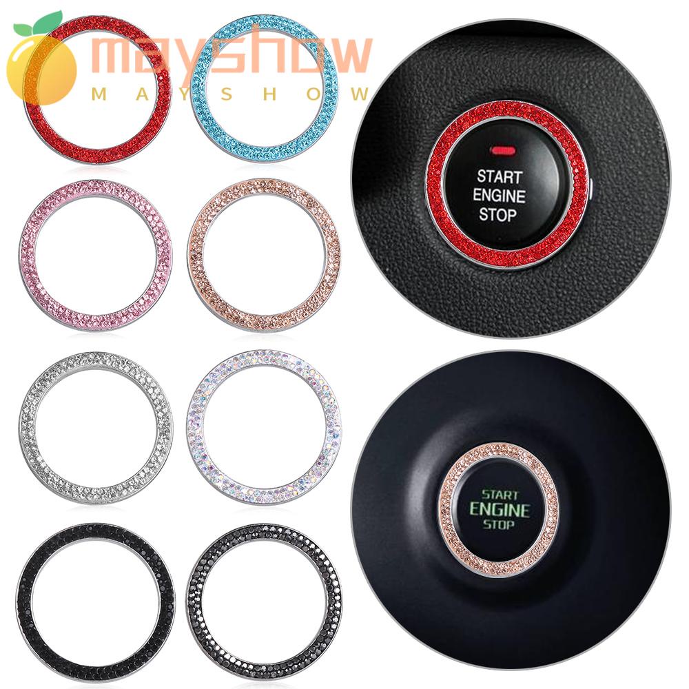 Nhẫn MAYSHOW Thiết Thực|Nhẫn Đeo Tay Thiết Kế Đơn Giản Cá Tính|Ốp Nút Công Tắc Khởi Động Hình Tròn Đính Đá Sang Trọng