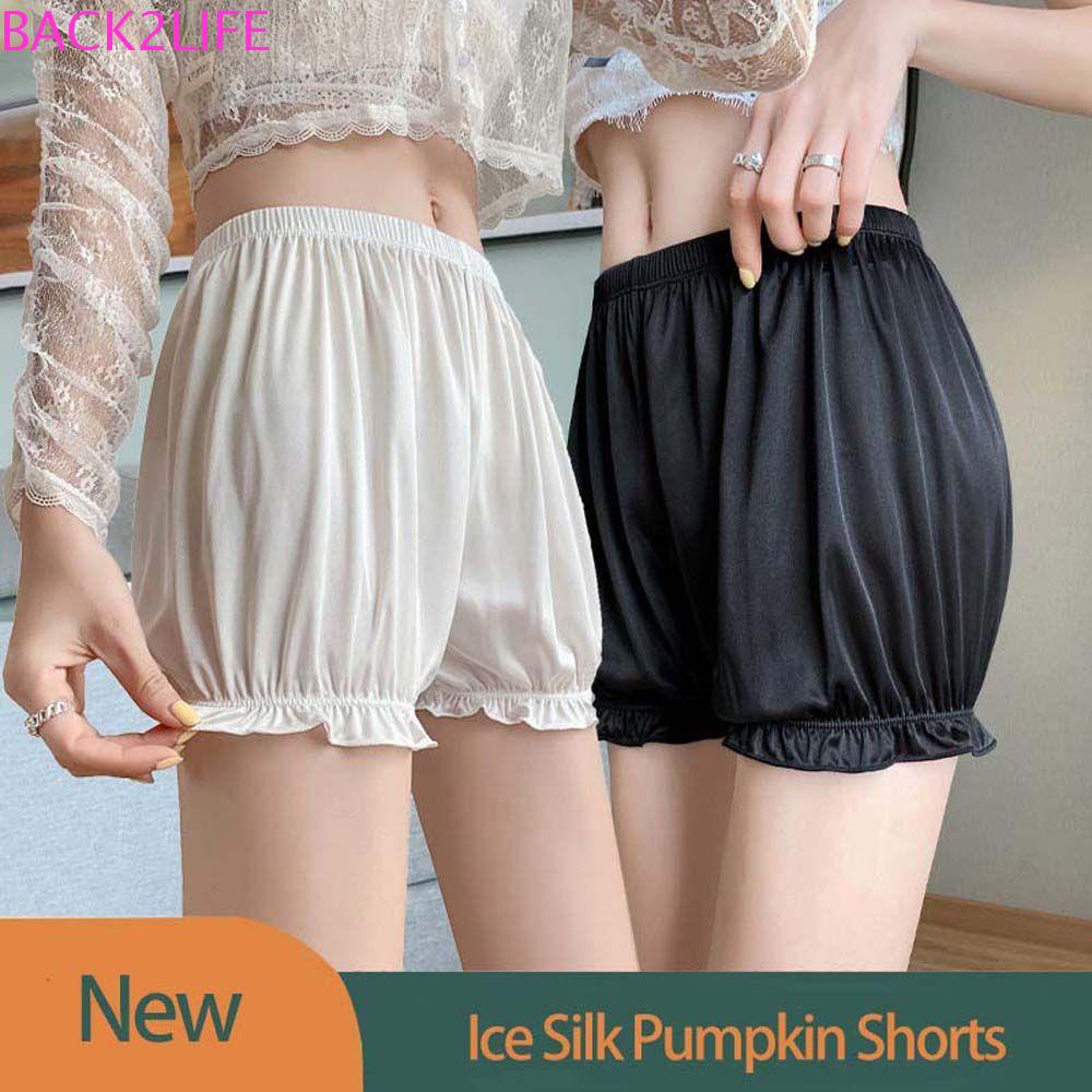 Quần Short Bảo Hộ An Toàn Bằng Vải Lụa Lạnh Phối Bèo Thời Trang Mùa Hè Cho Nữ 2life