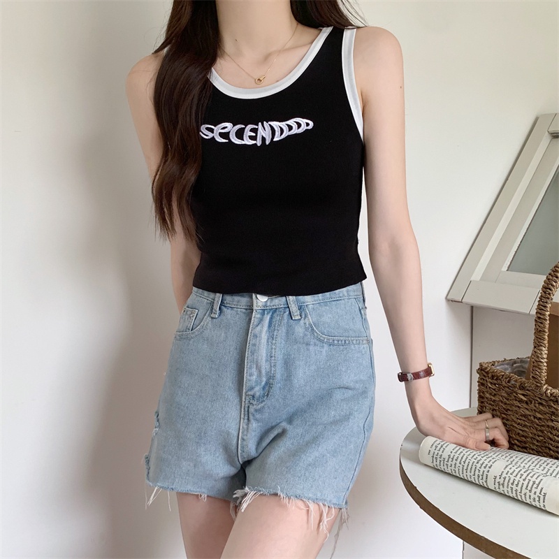 NZN Chữ Cái Mới Mùa Hè Là Lớp Với Áo Không Tay Mỏng Vừa Vặn Tương Phản