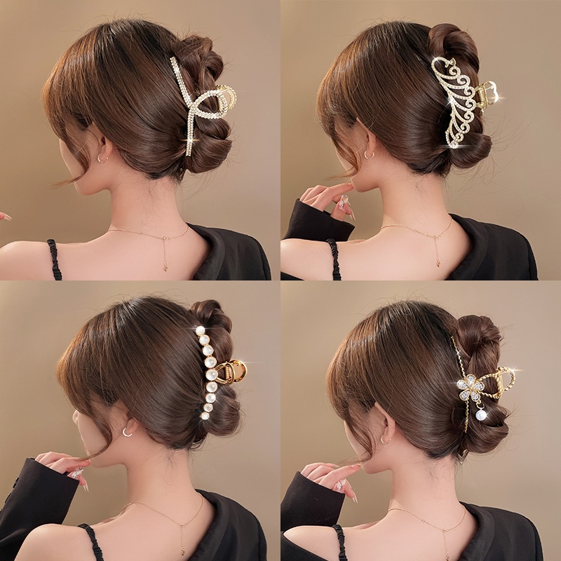 Kẹp Tóc Hình Cá Mập Đính Đá Nhân Tạo Phong Cách Hàn Quốc Đơn Giản Dành Cho Nữ