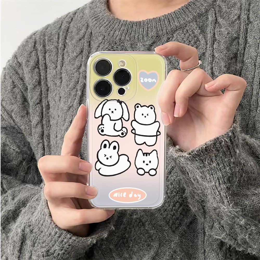 ✅Ốp Điện Thoại Mềm Chống Sốc Họa Tiết Động Vật Hoạt Hình Cho Iphone1213 plus1178 14pro 6In SPXB