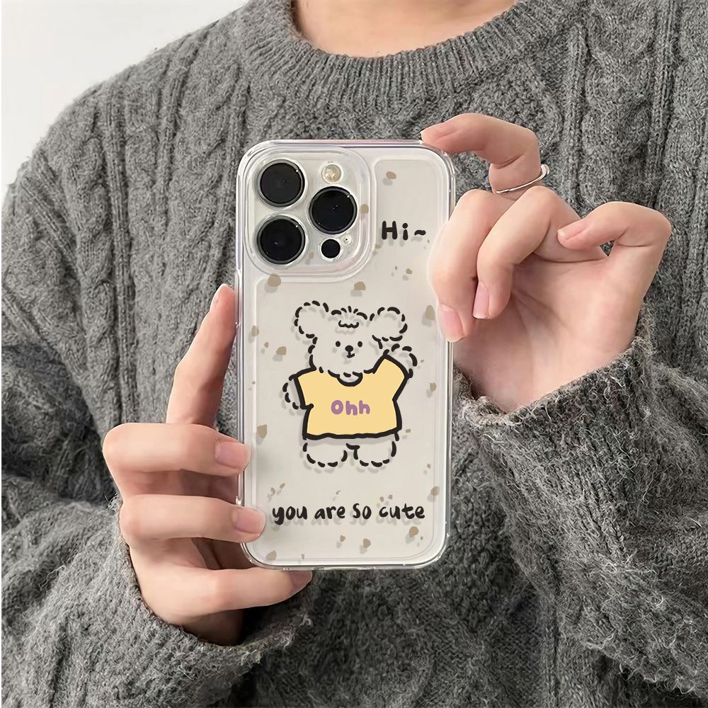 ✅Ốp Điện Thoại Mềm Chống Sốc Họa Tiết Chấm Bi Và Gấu Cho Iphone 14pro11 6In78Plusmaxiphone12 13 O0NU