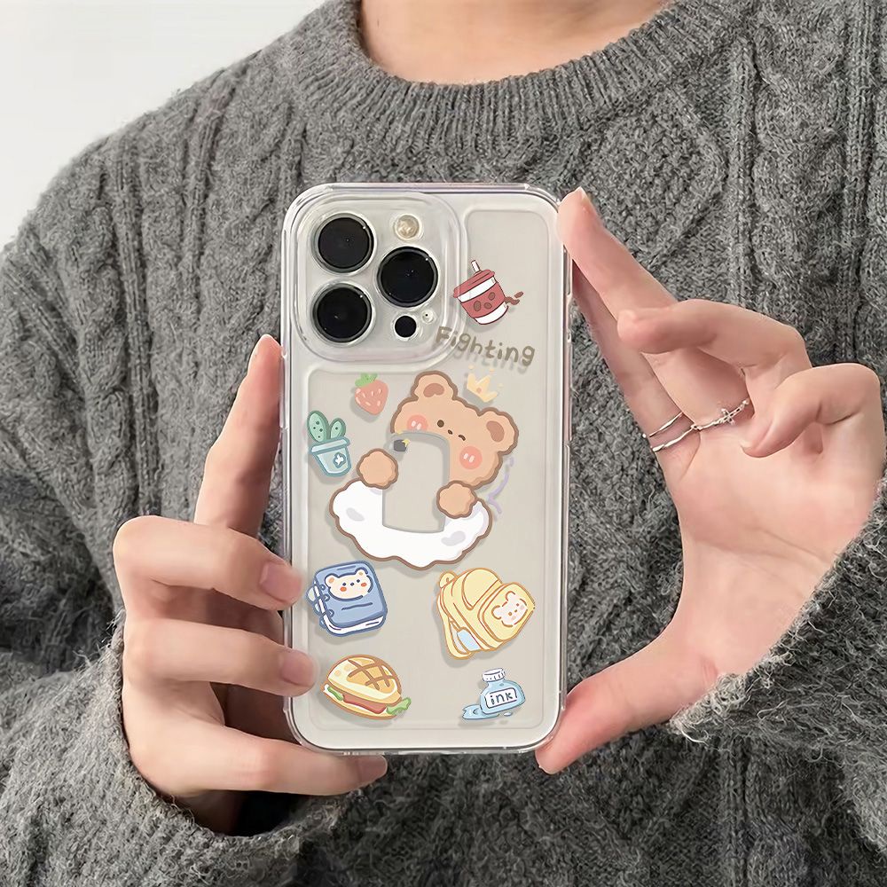 ✅Ốp Điện Thoại Dẻo Họa Tiết Chú Gấu Dễ Thương Chống Sốc Cho Iphone12 6ins plus14pro1311 Apple 78