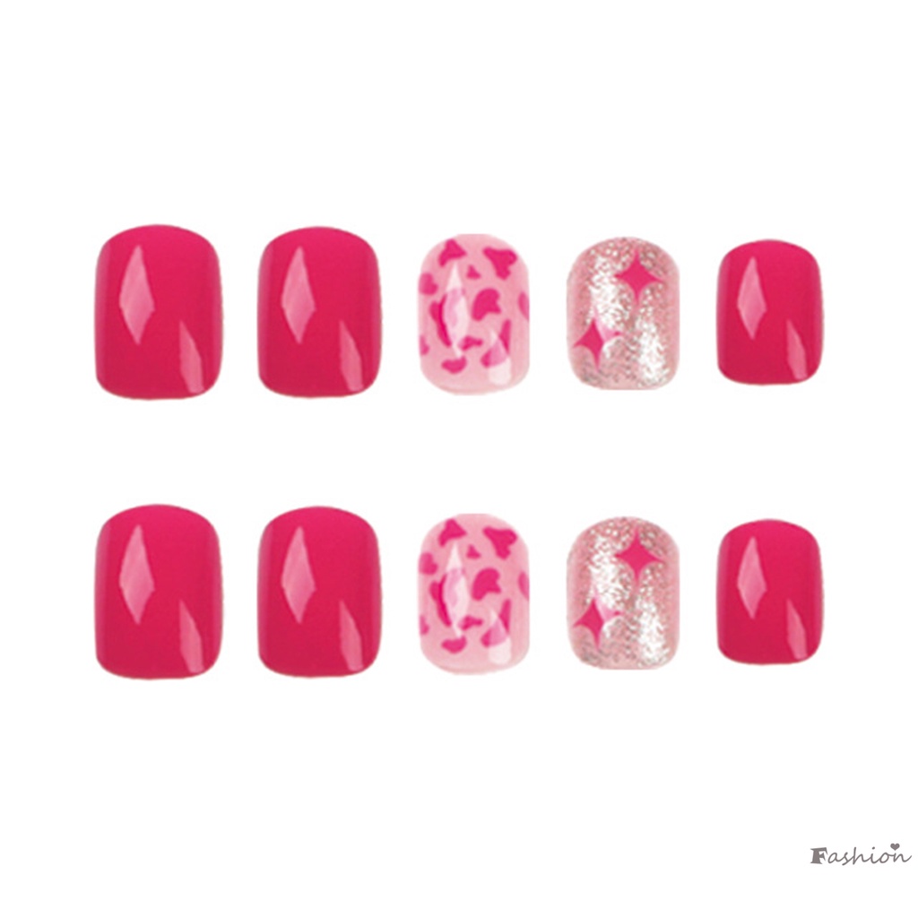 Móng Tay Giả In Họa Tiết Da Báo Màu Đỏ Hồng Thoải Mái Bền Bỉ Có Thể Tái