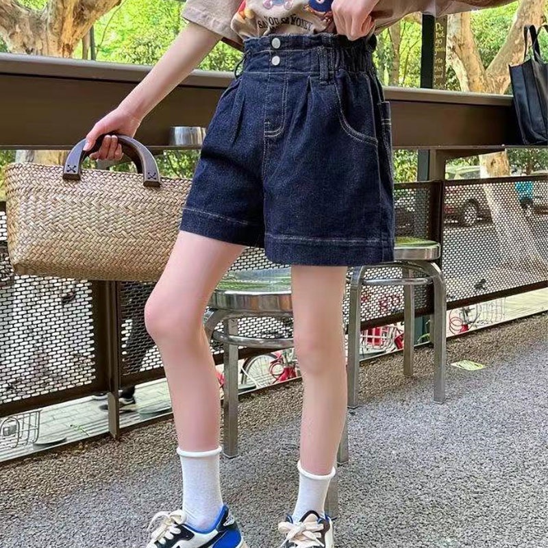 Quần Short Denim Lưng Cao Kiểu Dáng Đơn Giản Cho Bé Gái Từ 3-9 Tuổi