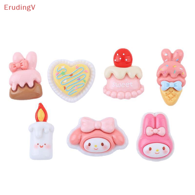 Bộ 10 Phụ Kiện Cài Tóc / Kẹp Tóc Hình Bánh Kem / Động Vật Hoạt Hình Bằng Nhựa Resin Lấp Lánh DIY