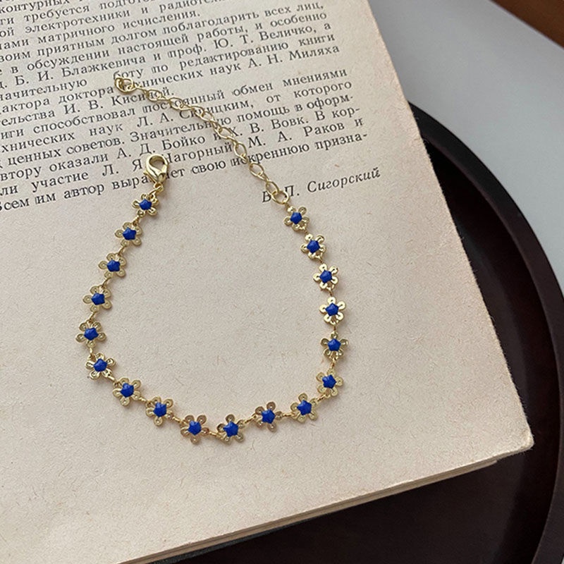 Vòng Cổ Chuỗi Hoa Màu Xanh Cute  Choker Ngắn Đơn Giản Sang Trọng Vòng Cổ Hàn Quốc Phụ Kiện Trang Sức Nữ