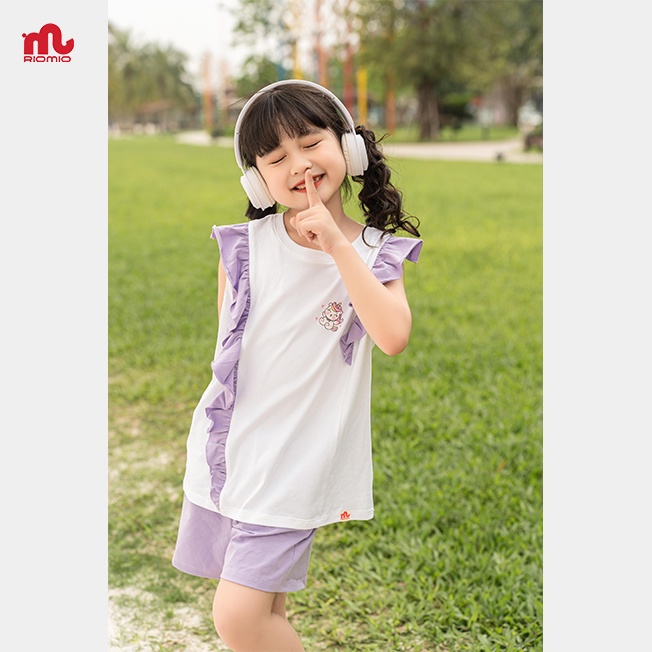 Set đồ bộ cotton bé gái Riomio thiết kế bèo lệch màu trendy năng động mềm mại thoáng mát 2,3,4,5,6,7 tuổi RBG622