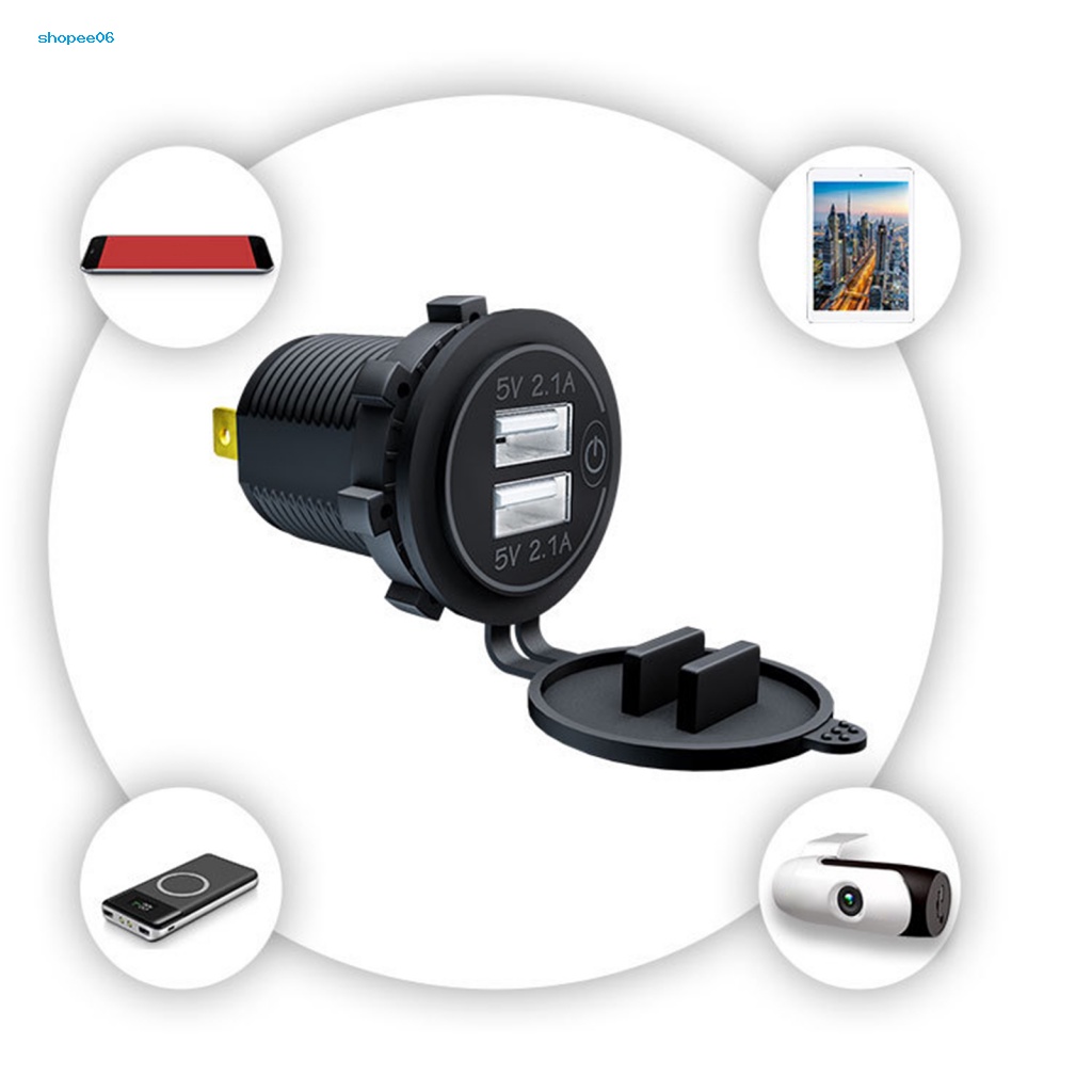 Tẩu Sạc Nhanh 4.2A Hai Cổng USB Công Tắc Cảm Ứng Đa Năng Cho Xe Hơi RV