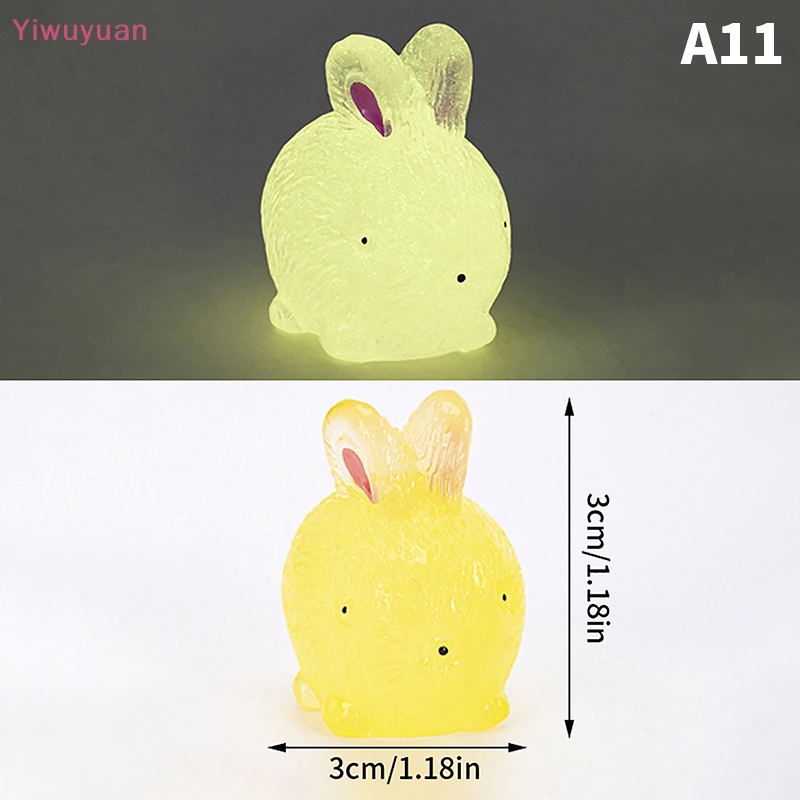 Bộ 2 Đồ trang trí Thỏ Mini Bằng Nhựa Resin Phát Quang Trang Trí Tiểu Cảnh Mới