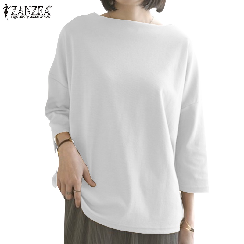 ZANZEA Áo Thun Nữ Tay Lửng Kiểu Dáng Thời Trang Phong Cách Hàn Quốc