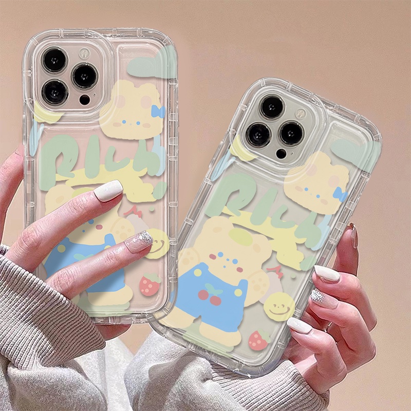 Ốp Điện Thoại Silicon TPU Mềm Trong Suốt Chống Sốc In Hình Gấu Cho IPhone 14 13 11 12 Pro XS Max X XR 7 + 8 Plus