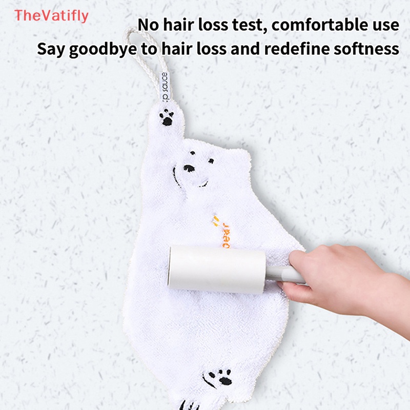 [TheVatifly] Khăn Lau Tay Mềm Mại Thấm Hút Tốt Vải Nhung San Hô Hình Gấu Dễ Thương Lau Chén Dĩa Nhà Tắm