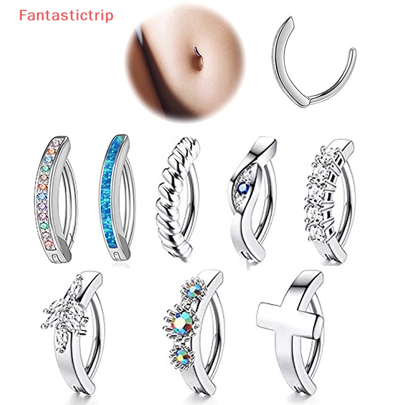 [Fantastictrip] Khuyên Rốn Dạng Thanh Tạ Cong Đính Đá Zircon Nhiều Màu Sắc Mới Dành Cho Nữ
